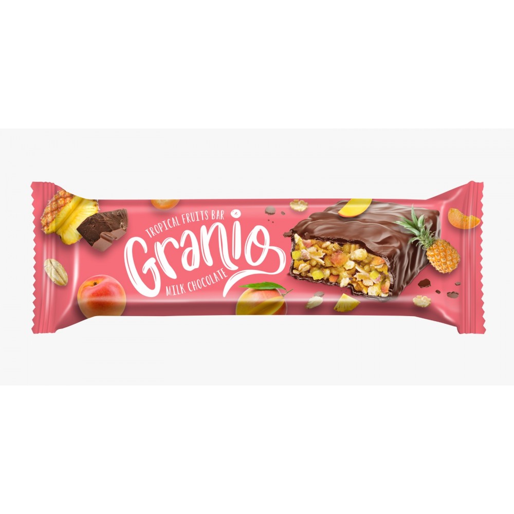 Granio Sütlü Çikolata Kaplamalı Meyveli Bar 40 gr x 24 Adet
