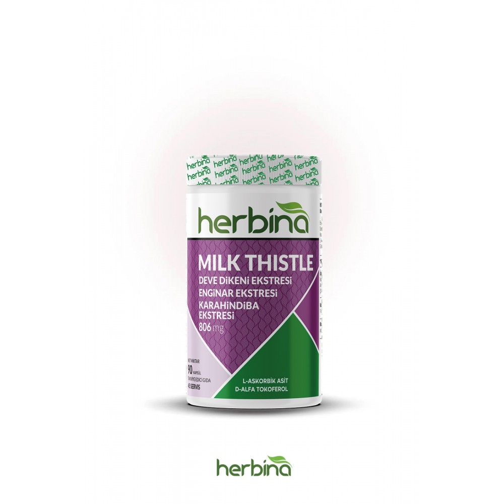 Herbina Milk Thistle Deve Dikeni Enginar Karahindiba Ekstresi 90 Kapsül
